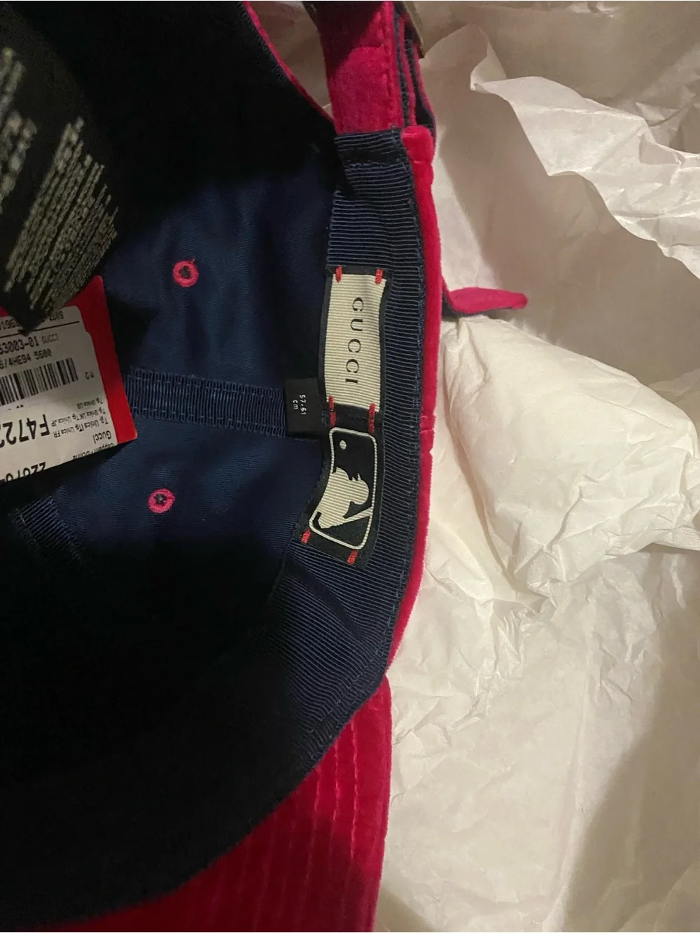 GUCCI YANKEE VELVET RED BASEBALL CAP